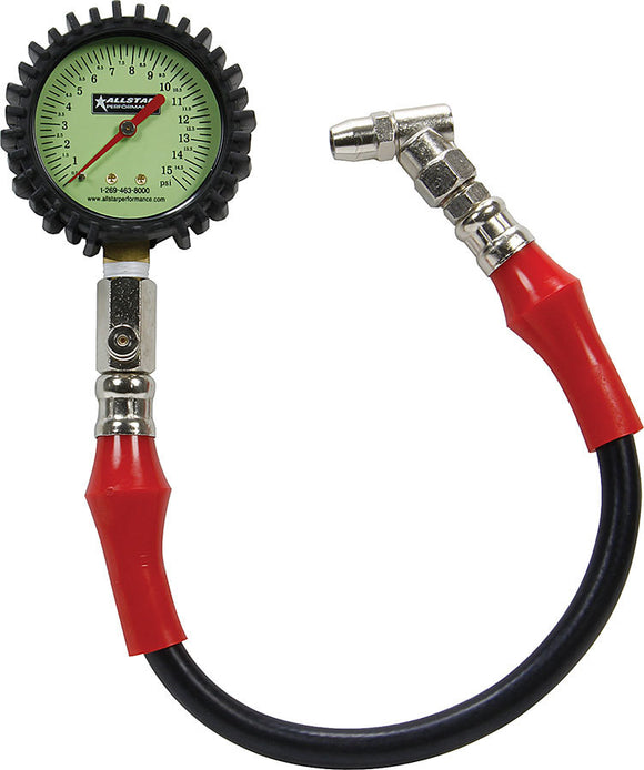 Tire Pressure Gauge 0-15 PSI 2-1/4in Glow