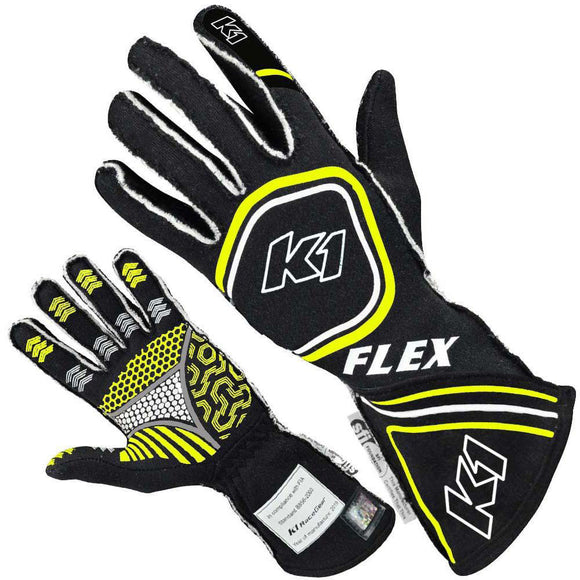 Glove Flex Black / Flo Yellow SFI / FIA