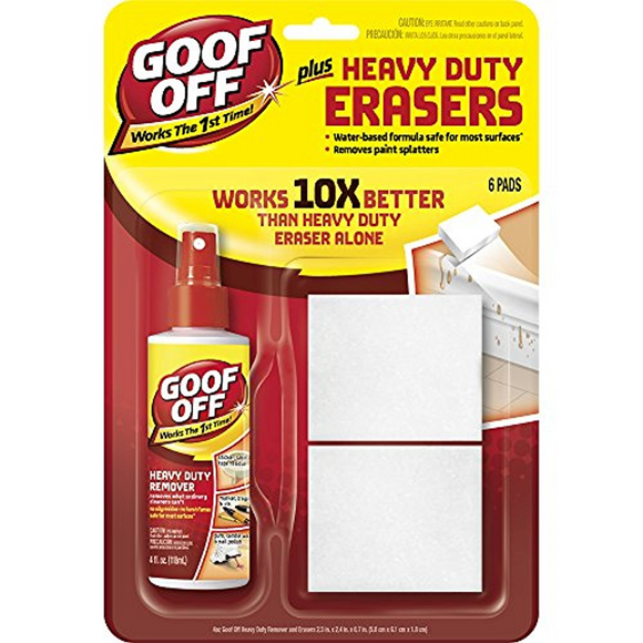 Goof Off 4 Oz Plus Heavy Duty Erasers with 6-Pads
